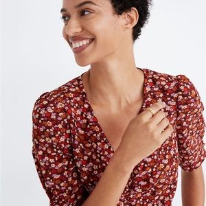 Madewell Silk Button-Sleeve Top in Spring Prairie Size 2